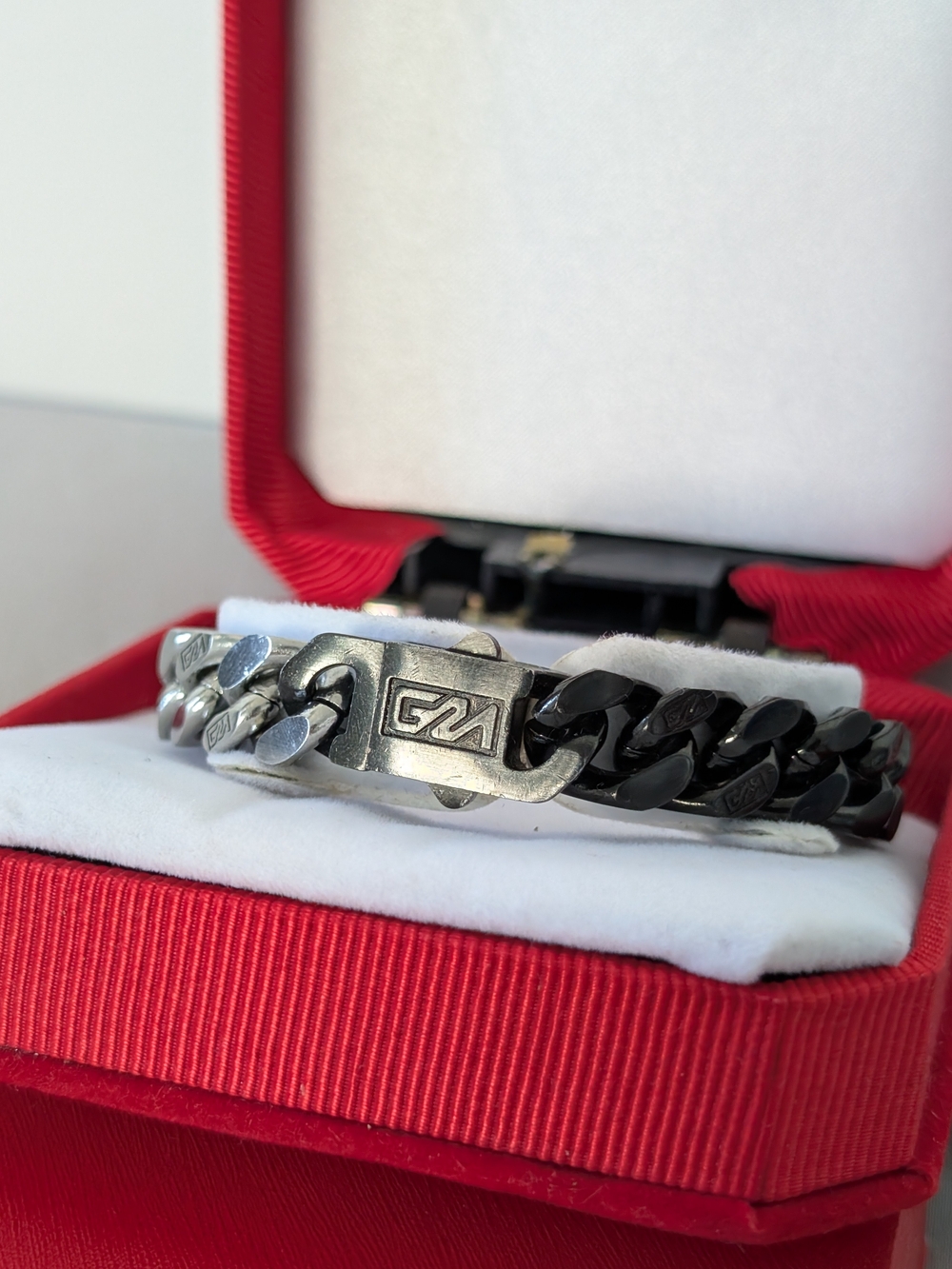 Black and Silver Two-Tone Men's Chain Bracelet